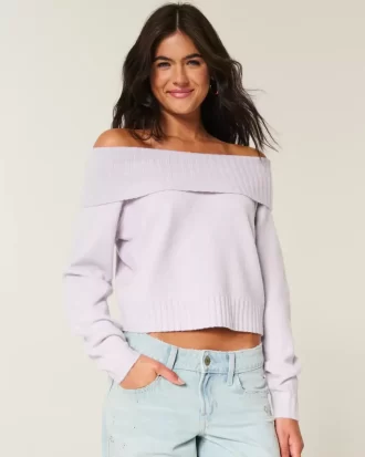Sweter Hollister Comfy Cloud Foldover z odkrytymi ramionami