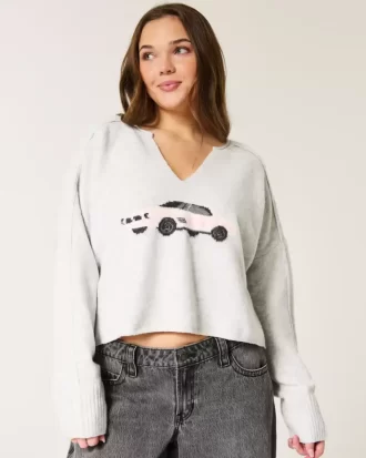 Sweter Hollister Comfy Cloud Graphic z wycięciem pod szyją