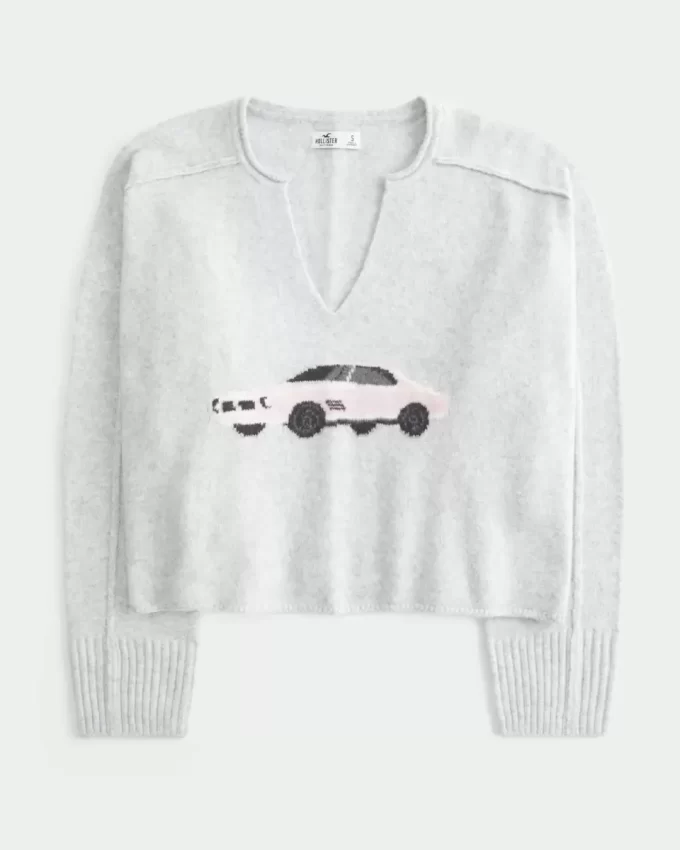 Sweter Hollister Comfy Cloud Graphic z wycięciem pod szyją Sweter Hollister Comfy Cloud Graphic z wycięciem pod szyją