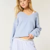 Sweter Hollister Comfy Cloud Oversized z dekoltem w serek