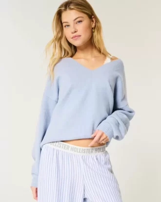 Sweter Hollister Comfy Cloud Oversized z dekoltem w serek