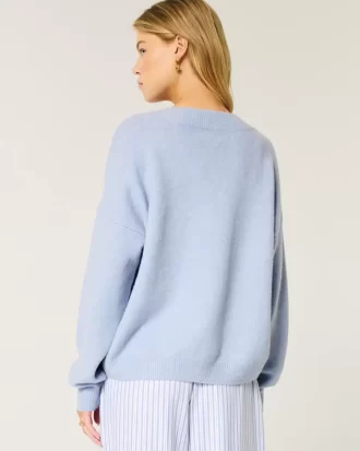 Sweter Hollister Comfy Cloud Oversized z dekoltem w serek