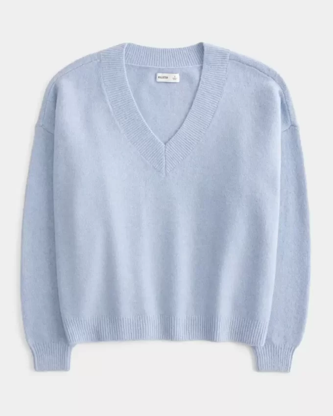 Sweter Hollister Comfy Cloud Oversized z dekoltem w serek