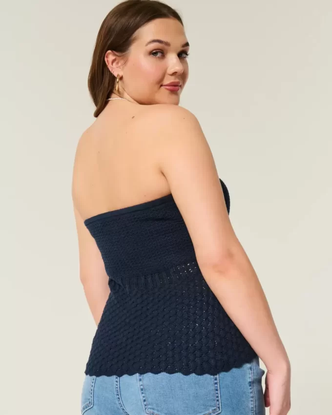 Sweter tuba w stylu szydełkowym