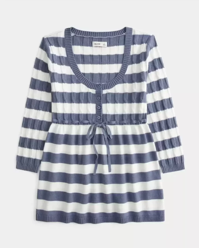 Sweter typu babydoll z warkoczowym splotem Sweter typu babydoll z warkoczowym splotem