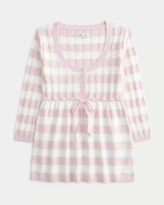 Sweter typu babydoll z warkoczowym splotem Sweter typu babydoll z warkoczowym splotem