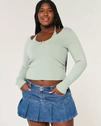 Sweter z długim rękawem i wiązaniem typu halter