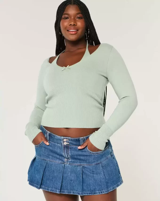 Sweter z długim rękawem i wiązaniem typu halter