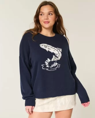 Sweter z grafiką Easy Jumping Fish
