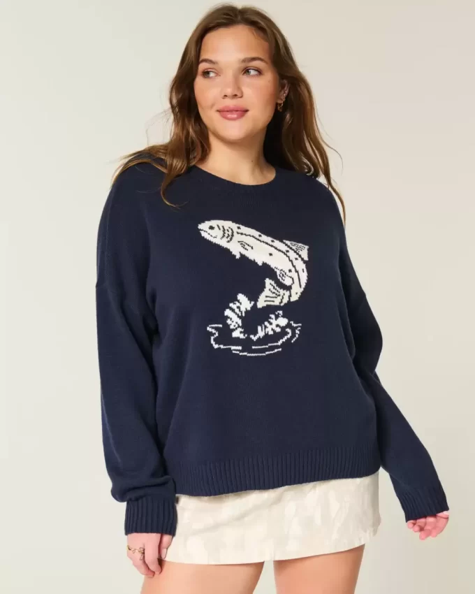 Sweter z grafiką Easy Jumping Fish