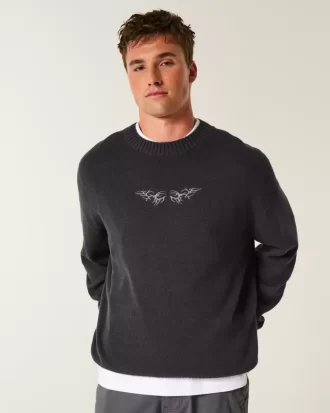 Sweter z okrągłym dekoltem i grafiką