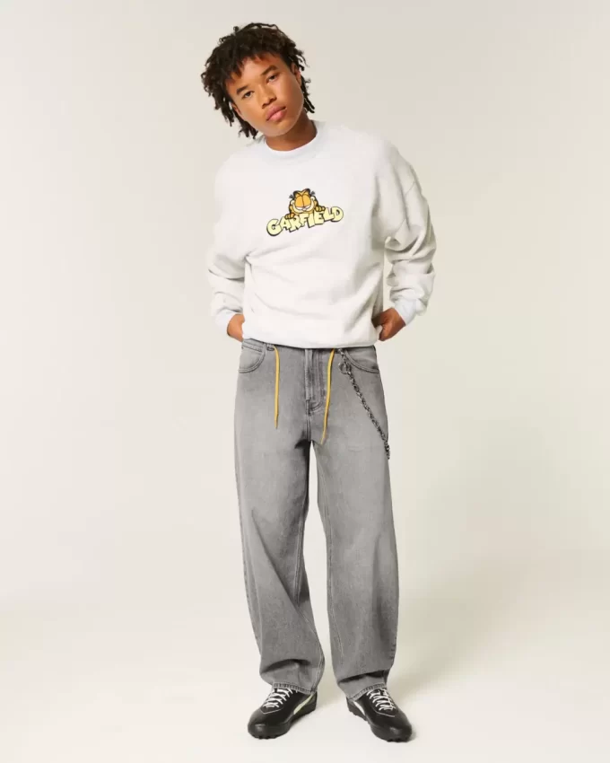 Szare, luźne jeansy typu skater