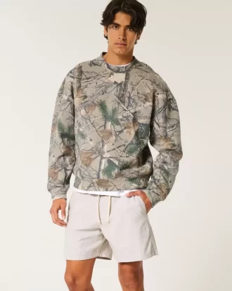 Szorty do połowy uda z mieszanki lnu, wciągane