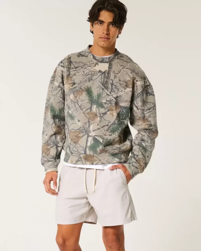 Szorty do połowy uda z mieszanki lnu, wciągane