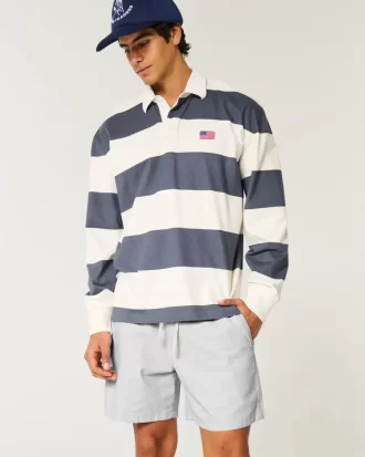 Szorty do połowy uda z mieszanki lnu, wciągane