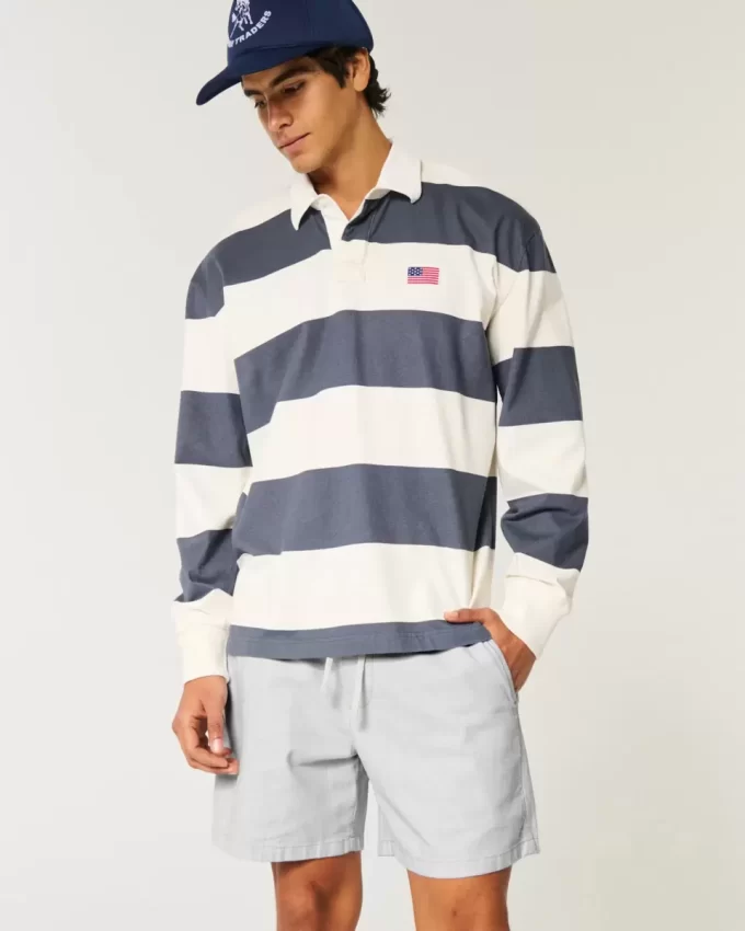 Szorty do połowy uda z mieszanki lnu, wciągane