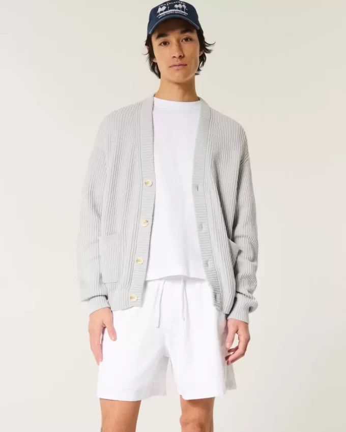 Szorty do połowy uda z mieszanki lnu, wciągane