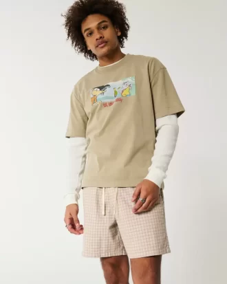 Szorty do połowy uda z mieszanki lnu, wciągane