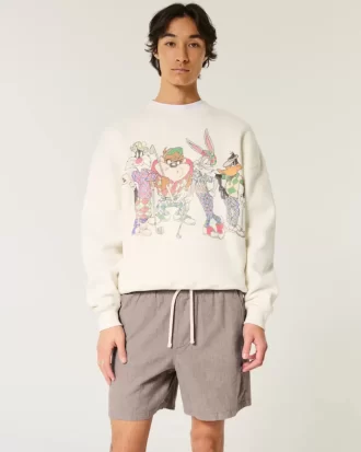 Szorty do połowy uda z mieszanki lnu, wciągane