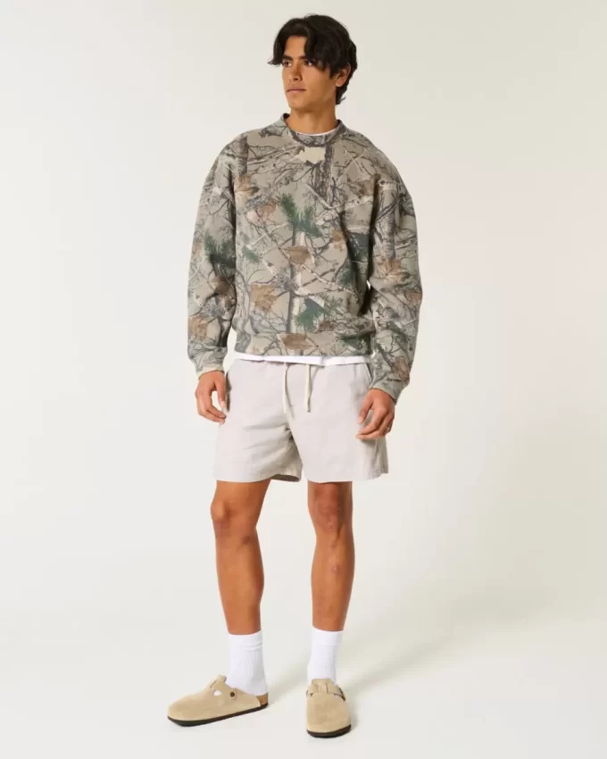 Szorty do połowy uda z mieszanki lnu, wciągane