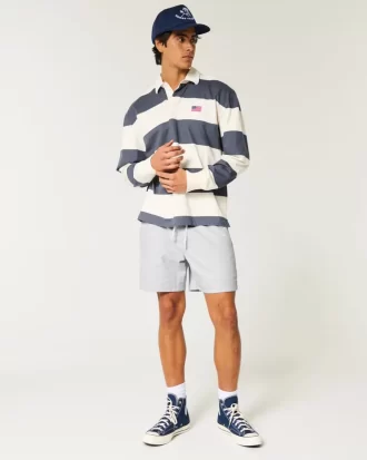 Szorty do połowy uda z mieszanki lnu, wciągane