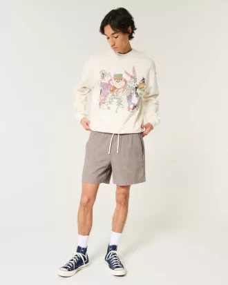 Szorty do połowy uda z mieszanki lnu, wciągane