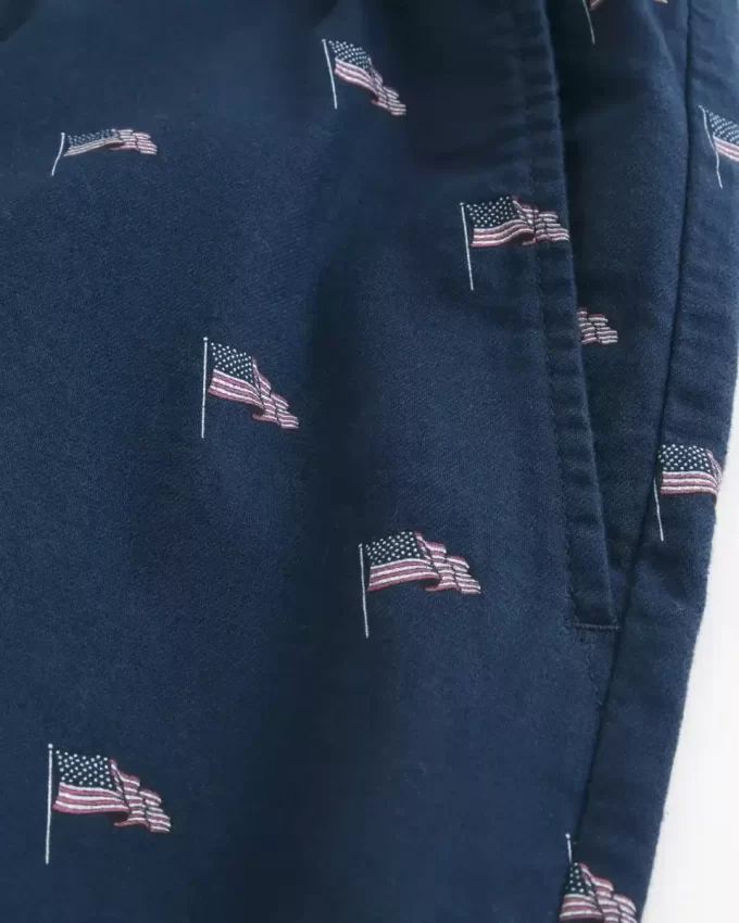 Szorty do połowy uda z wzorem amerykańskiej flagi, wciągane Szorty do połowy uda z wzorem amerykańskiej flagi, wciągane