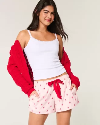 Szorty flanelowe z krawatem Szorty flanelowe z krawatem