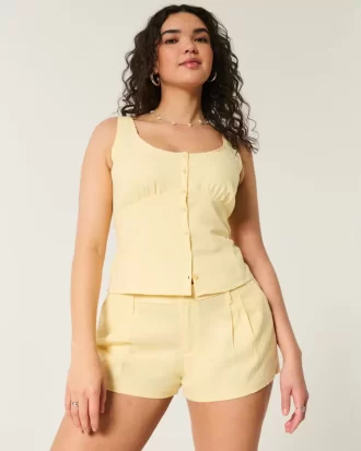 Szorty Hollister Livvy Low-Rise z mieszanki lnu Szorty Hollister Livvy Low-Rise z mieszanki lnu