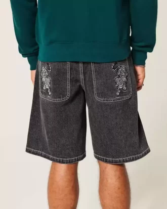 Szorty jeansowe Baggy z grafiką Tiger