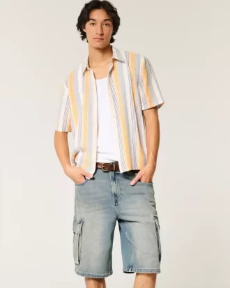 Szorty jeansowe cargo o średnim stopniu sprania, superluźne