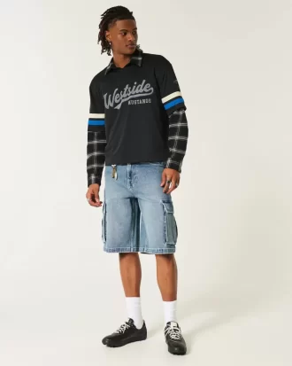 Szorty jeansowe cargo o średnim stopniu sprania, superluźne