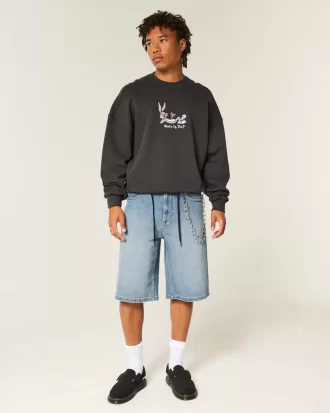 Szorty jeansowe Super Baggy o średnim stopniu prania