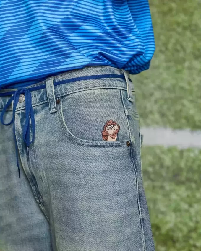 Szorty jeansowe Taz Graphic Medium Wash Super Baggy