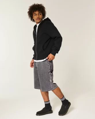 Szorty malarskie z nadrukiem Flame Graphic Super Baggy Denim