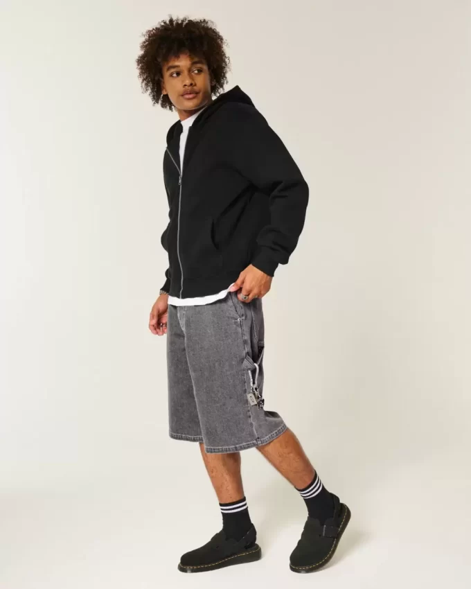 Szorty malarskie z nadrukiem Flame Graphic Super Baggy Denim Szorty malarskie z nadrukiem Flame Graphic Super Baggy Denim