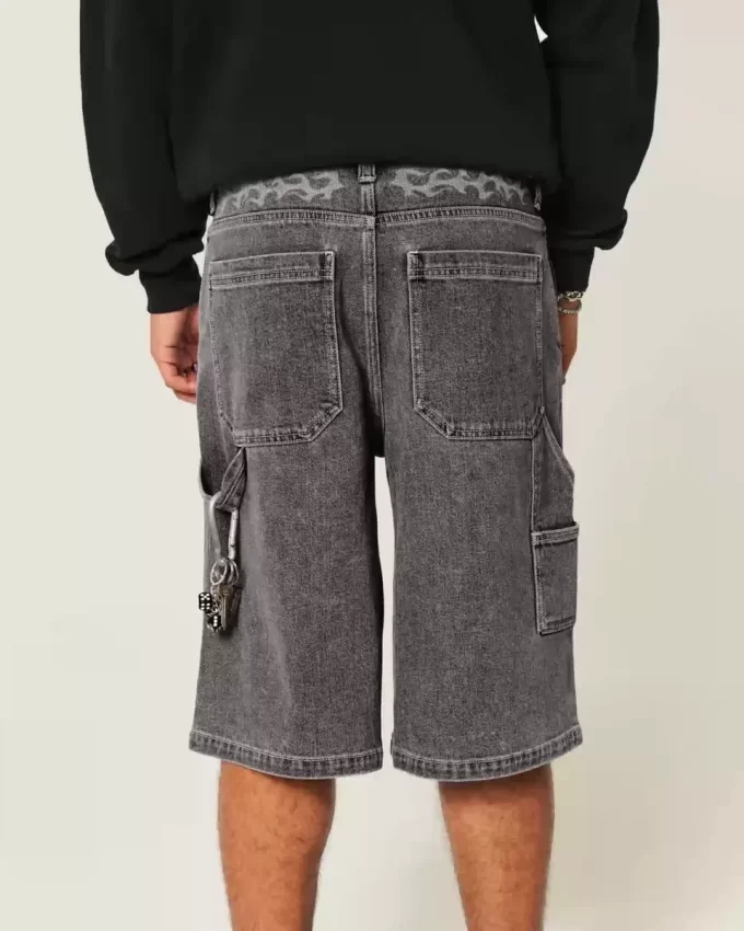 Szorty malarskie z nadrukiem Flame Graphic Super Baggy Denim Szorty malarskie z nadrukiem Flame Graphic Super Baggy Denim