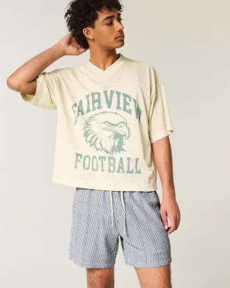 Szorty typu pull-on z seersuckerem do połowy uda