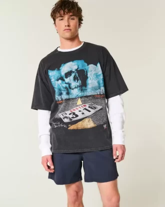 Szorty z tkaniny twill do połowy uda, wciągane