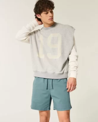 Szorty z tkaniny twill do połowy uda, wciągane