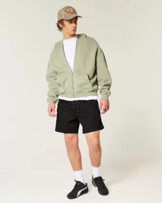 Szorty z tkaniny twill do połowy uda, wciągane