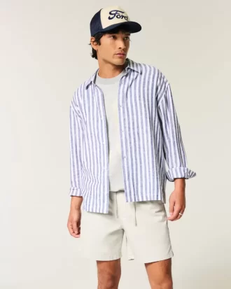 Szorty z tkaniny twill do połowy uda, wciągane