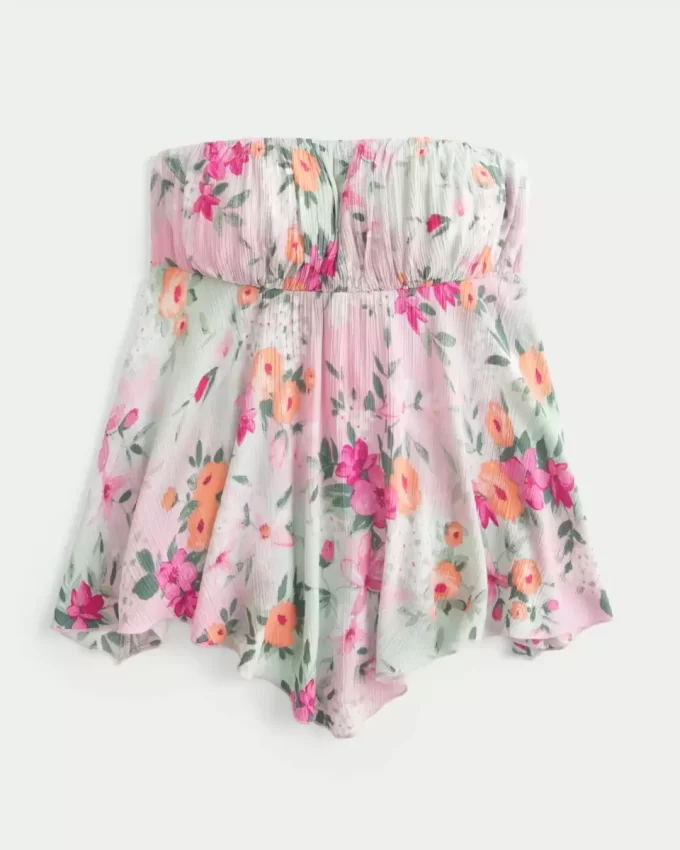 Top bez ramiączek z chusteczką na dole