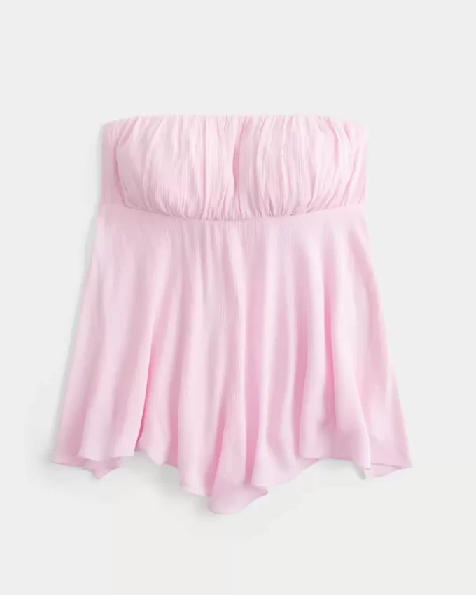 Top bez ramiączek z chusteczką na dole