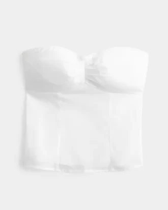 Top bez ramiączek z koronkowym wykończeniem typu pikot