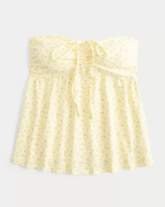 Top typu babydoll bez ramiączek z marszczeniami Top typu babydoll bez ramiączek z marszczeniami