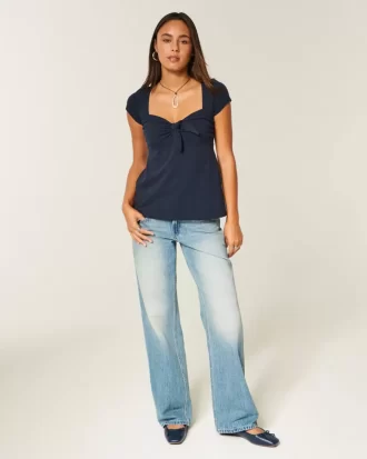 Top typu babydoll z łatwym wiązaniem na biuście