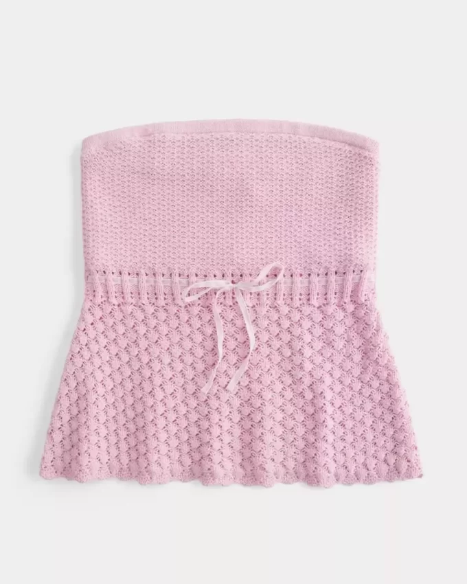 Top typu tuba bez ramiączek w stylu szydełkowym Top typu tuba bez ramiączek w stylu szydełkowym