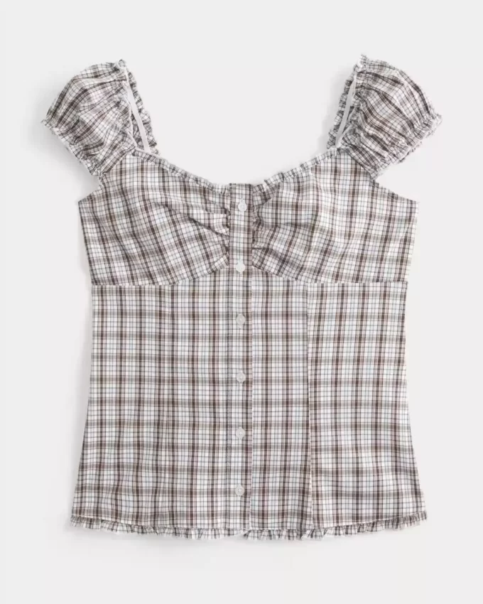 Top z elastycznej popeliny z krótkim rękawem Top z elastycznej popeliny z krótkim rękawem