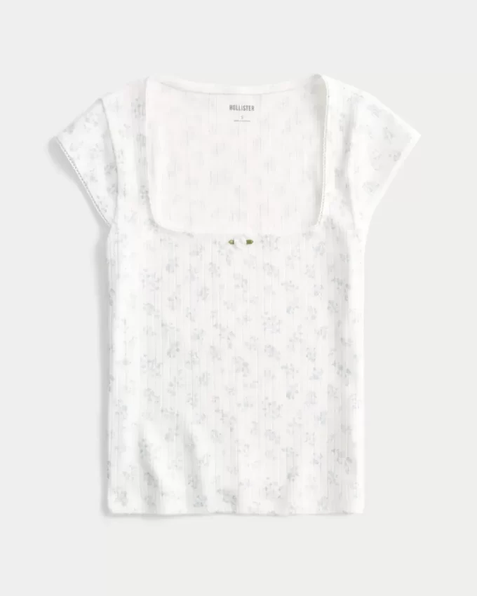 Top z kwadratowym dekoltem Pointelle